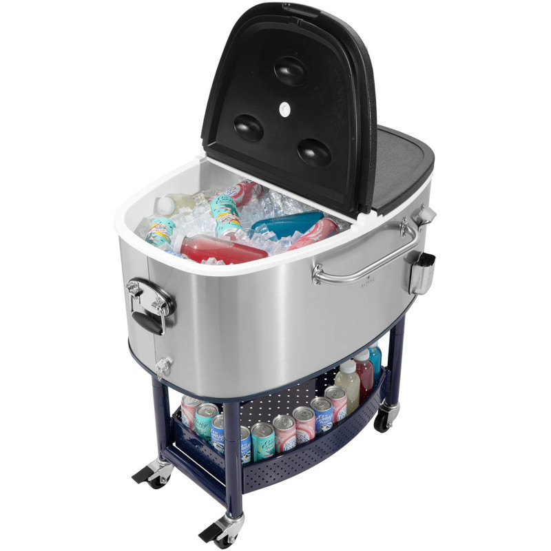 
Šaldytuvo konteineris, barmeno vežimėlis ledo gėrimams, su atidarytuvu ir lentyna, 77 l
