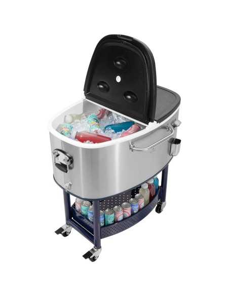 
Šaldytuvo konteineris, barmeno vežimėlis ledo gėrimams, su atidarytuvu ir lentyna, 77 l
