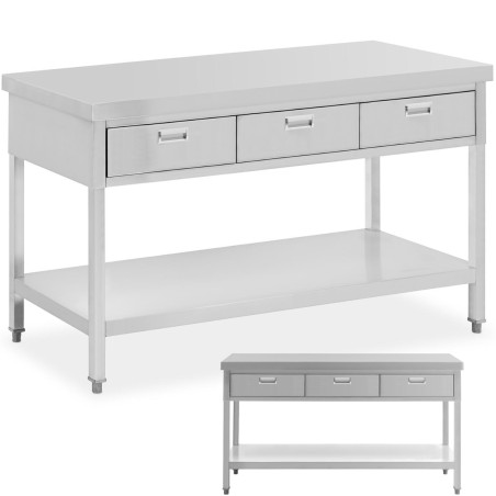 Stalas, plieninis gastronominis stalviršis su lentyna ir stalčiais, 150 x 60 cm, iki 295 kg
 
Stalas, plieninis gastronominis stalviršis su lentyna ir stalčiais, 150 x 60 cm, iki 295 kg