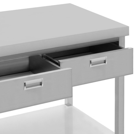 Stalas, plieninis gastronominis stalviršis su lentyna ir stalčiais, 150 x 60 cm, iki 295 kg
 
Stalas, plieninis gastronominis stalviršis su lentyna ir stalčiais, 150 x 60 cm, iki 295 kg