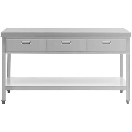 Stalas, plieninis gastronominis stalviršis su lentyna ir stalčiais, 150 x 60 cm, iki 295 kg
 
Stalas, plieninis gastronominis stalviršis su lentyna ir stalčiais, 150 x 60 cm, iki 295 kg