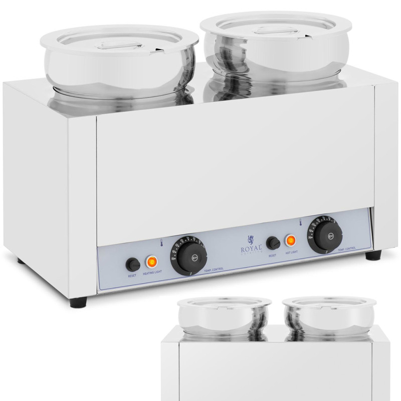 Bain marie elektrinis šildytuvas šokolado fondiu sriubos stotis 1000 W 2 x 7 l
Bain marie elektrinis šildytuvas šokolado fondiu sriubos stotis 1000 W 2 x 7 l