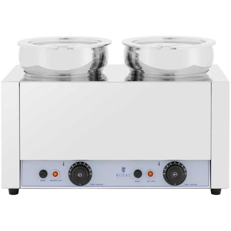 Bain marie elektrinis šildytuvas šokolado fondiu sriubos stotis 1000 W 2 x 7 l
