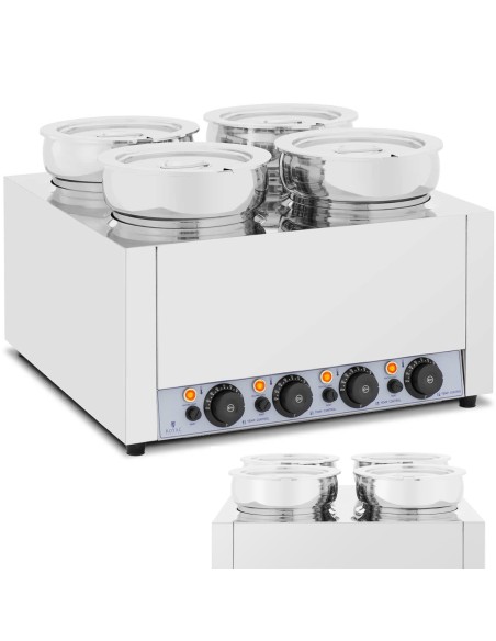 Bain marie elektrinis šildytuvas šokolado fondiu sriubos stotis 2000 W 4 x 7 l
 
Bain marie elektrinis šildytuvas šokolado fondiu sriubos stotis 2000 W 4 x 7 l
