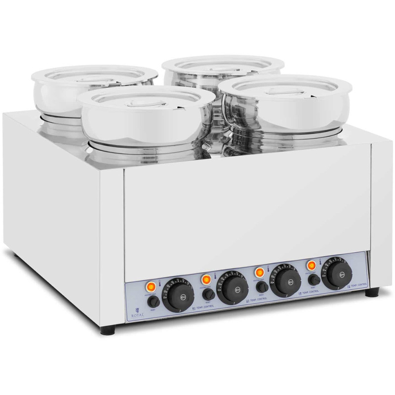 Bain marie elektrinis šildytuvas šokolado fondiu sriubos stotis 2000 W 4 x 7 l