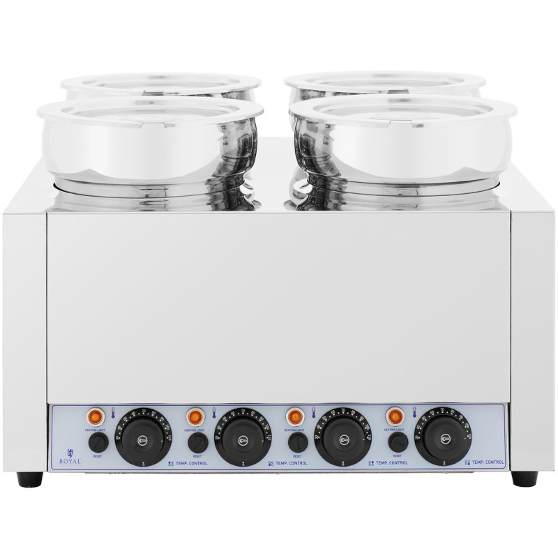 Bain marie elektrinis šildytuvas šokolado fondiu sriubos stotis 2000 W 4 x 7 l