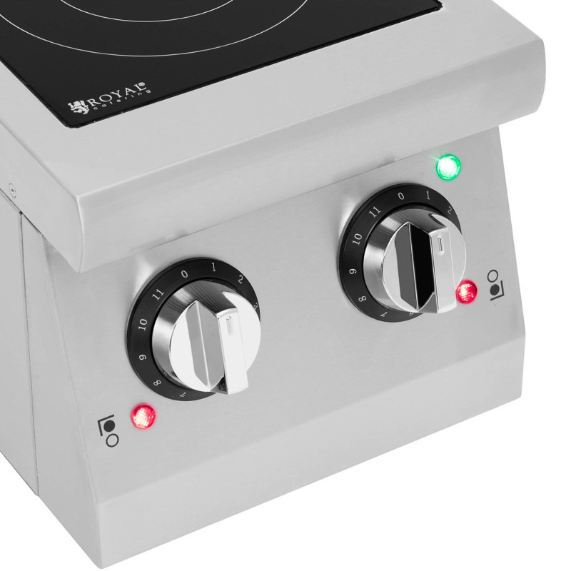 
Indukcinė viryklė, 2 degikliai, reguliuojamas skersmuo. 12-26 cm 3000 W
