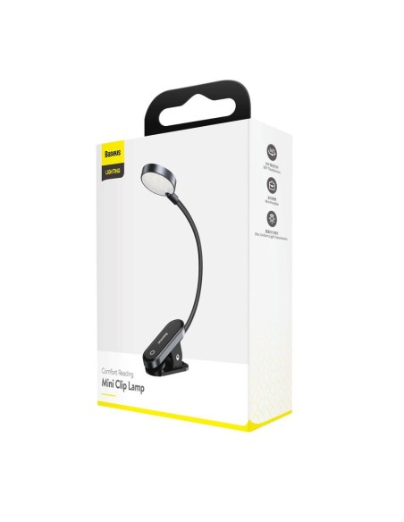 Mini šviesos LED ekrano skaitymo lempa su klipu pilka