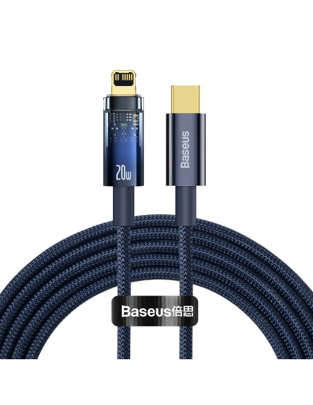 Explorer serijos kabelis USB-C laidas iPhone Lightning 20W 2m mėlynas Explorer serijos kabelis USB-C laidas iPhone Lightning 20W 2m mėlynas