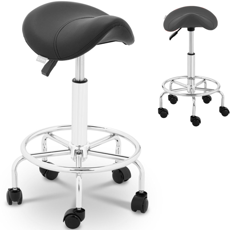 
Saddle kosmetinė taburetė ant ratų Frankfurt iki 150 kg juoda
