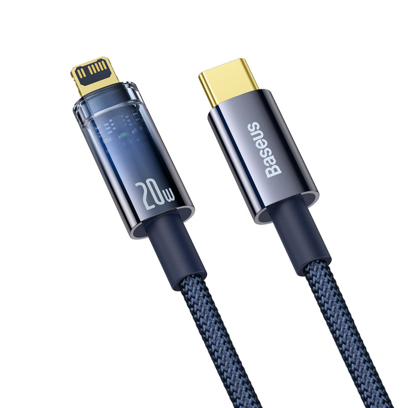 Explorer serijos kabelis USB-C laidas iPhone Lightning 20W 2m mėlynas