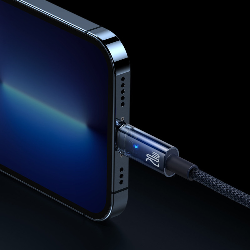 Explorer serijos kabelis USB-C laidas iPhone Lightning 20W 2m mėlynas