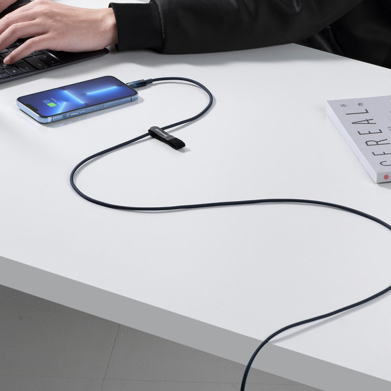 Explorer serijos kabelis USB-C laidas iPhone Lightning 20W 2m mėlynas