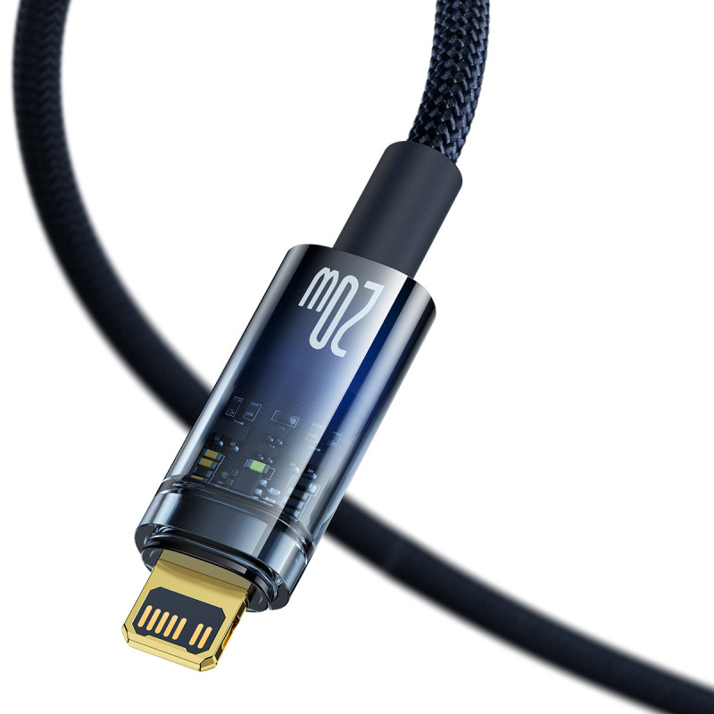 Explorer serijos kabelis USB-C laidas iPhone Lightning 20W 2m mėlynas