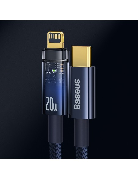 Explorer serijos kabelis USB-C laidas iPhone Lightning 20W 2m mėlynas Explorer serijos kabelis USB-C laidas iPhone Lightning 20W 2m mėlynas