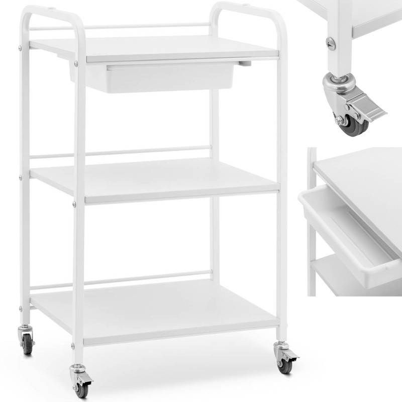 
Grožio pagalbininkas vežimėlis 1 stalčius 3 lentynos iki 80 kg 54 x 38 x 90 cm - balta

