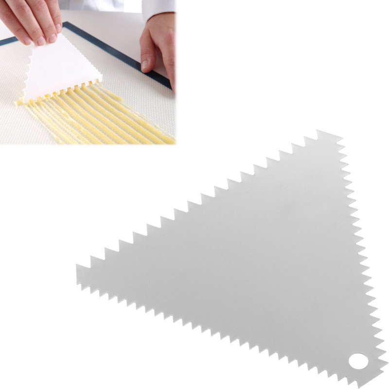 Trikampis konditerijos grandiklis dantytas iš nerūdijančio plieno 110x110mm - HENDI 554227