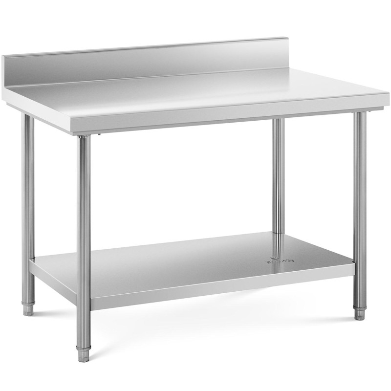 Stalas, nerūdijančio plieno, sieninis stalviršis su briauna ir lentyna 120x70cm