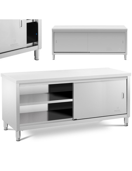 
Nerūdijančio plieno gastronominė laisvai pastatoma spintelė, stumdomos durys, 200x70cm
