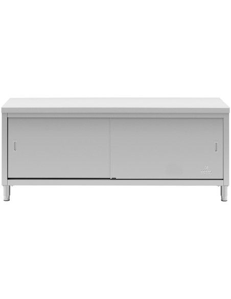 
Nerūdijančio plieno gastronominė laisvai pastatoma spintelė, stumdomos durys, 200x70cm
