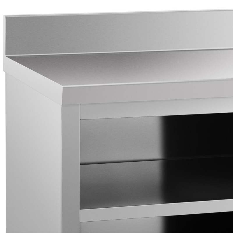 Nerūdijančio plieno pastatoma spintelė su briauna, montuojama prie sienos, stumdomos durys, 200x60cm