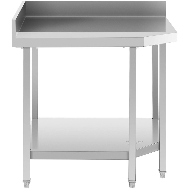 Kampinis stalviršis su nerūdijančio plieno briauna ir lentyna 90x90x70cm