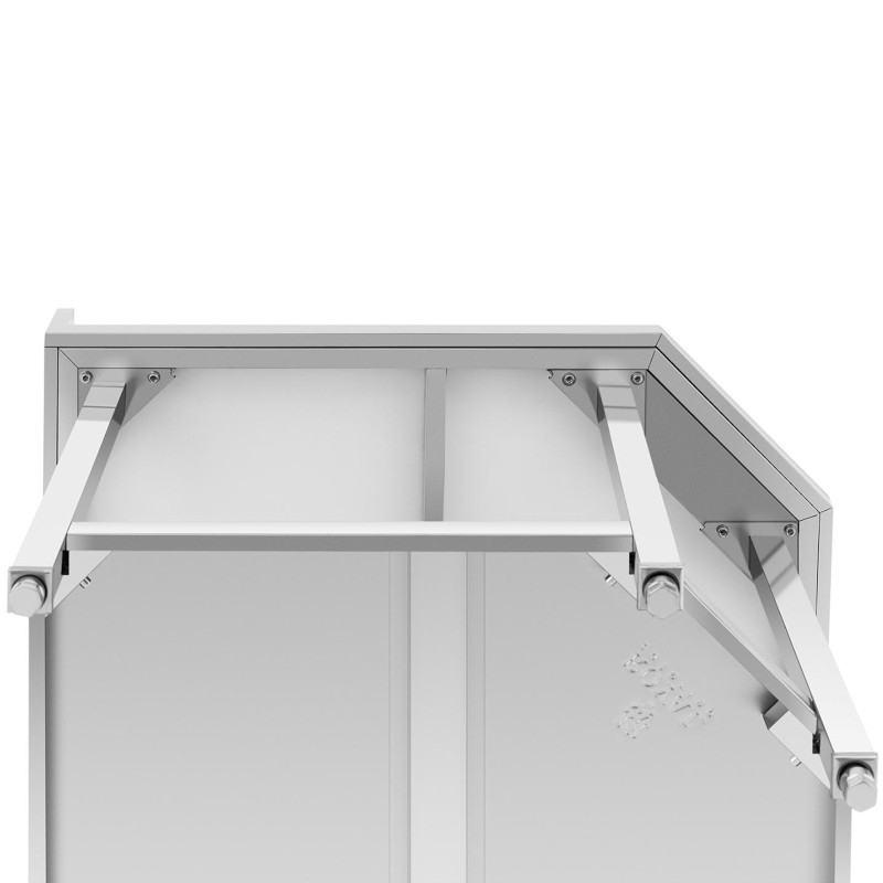 Kampinis stalviršis su nerūdijančio plieno briauna ir lentyna 90x90x70cm