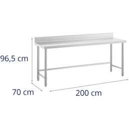 
Stalas, nerūdijančio plieno, sieninis stalviršis su briauna 200x70cm

