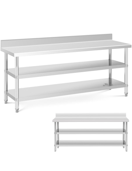 Stalas, nerūdijančio plieno, sieninis stalviršis su briauna, 2 lentynos, 200x60cm
 
Stalas, nerūdijančio plieno, sieninis stalviršis su briauna, 2 lentynos, 200x60cm