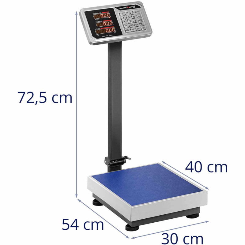Platforminės svarstyklės 40x30cm saugykla 100kg / 20g