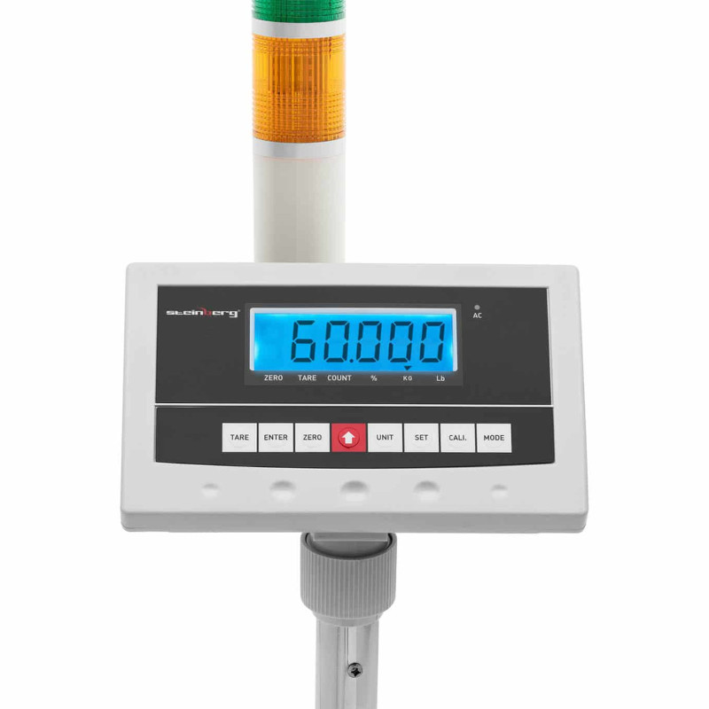 Sandėlio platforminės svarstyklės su LCD šviesos stulpeliu 60kg / 0,002kg