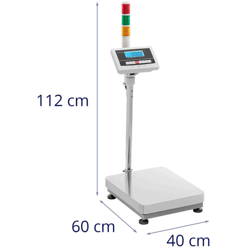 Sandėlio platforminės svarstyklės su LCD šviesos stulpeliu 150kg / 0,005kg