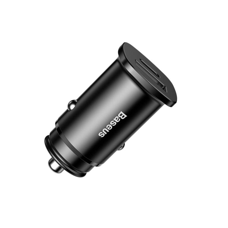 Išmanusis automobilinis įkroviklis su 2 USB prievadais ir USB-C QC PD juoda spalva