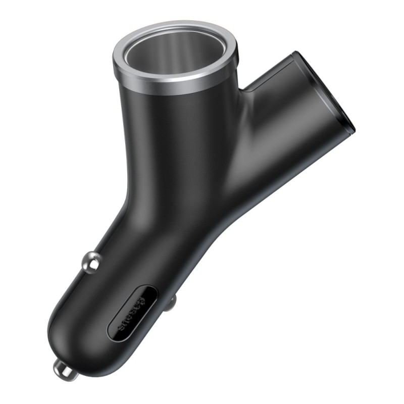 Y-Type automobilinis pakrovėjas 2x USB + cigarečių degiklio lizdas 3.4A, juodas