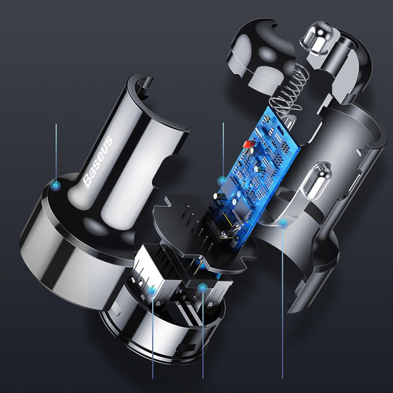 Magic Series PPS QC 4.0+ QC3.0 automobilinis įkroviklis 45W 6A juodas