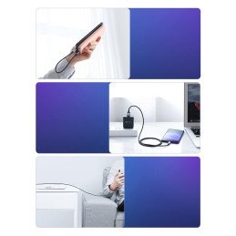 
Pintas kabelis USB – USB-C Quick Charge 3.0 3A 0.5m pilka

