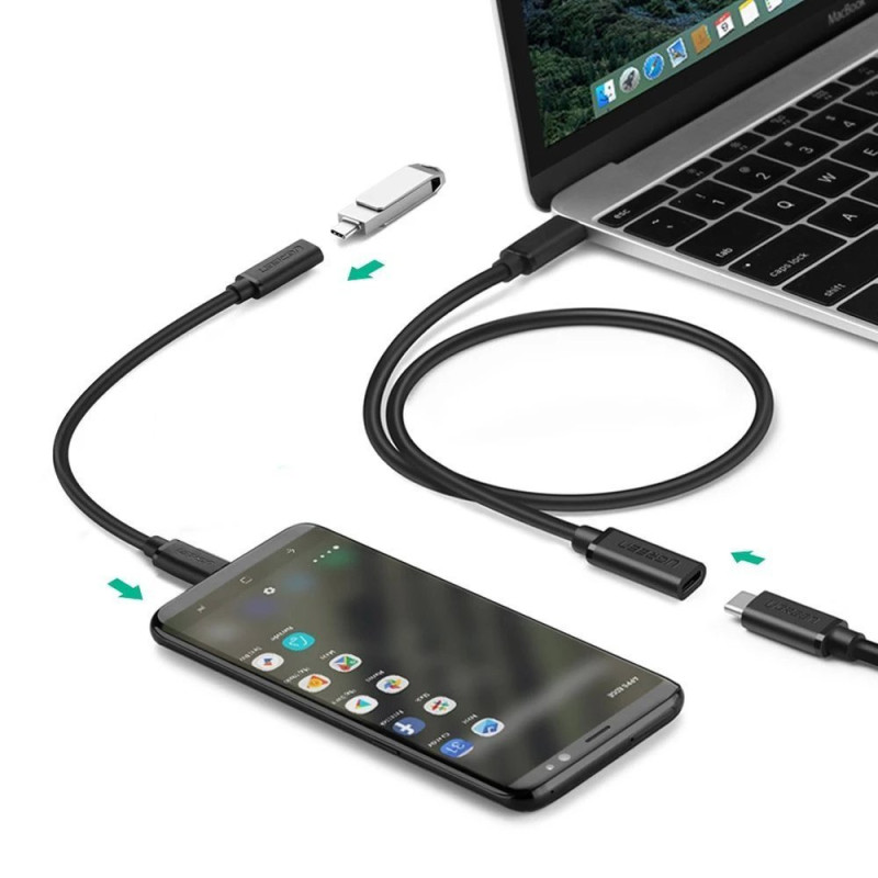 USB-C 3.1 laido ilgintuvas 0,5 m juodas