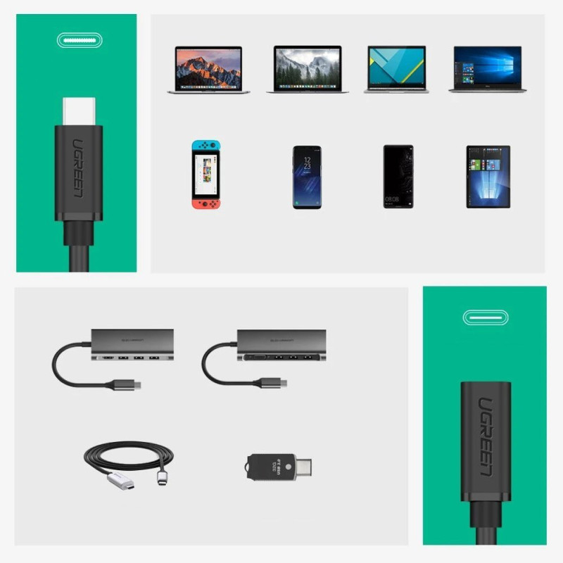 USB-C 3.1 laido ilgintuvas 0,5 m juodas