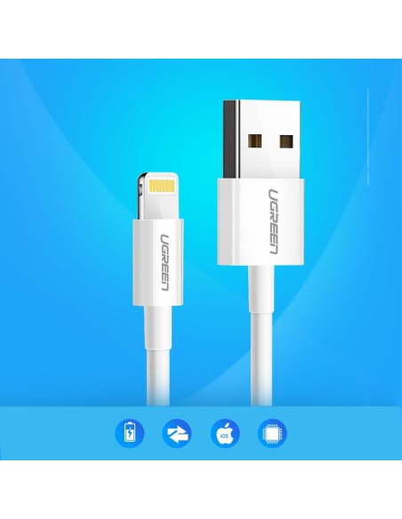 
iPhone USB - Lightning MFI kabelis 2m 2.4A baltas
