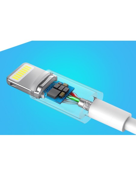 
iPhone USB - Lightning MFI kabelis 2m 2.4A baltas
