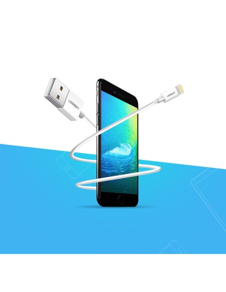 
iPhone USB - Lightning MFI kabelis 2m 2.4A baltas
