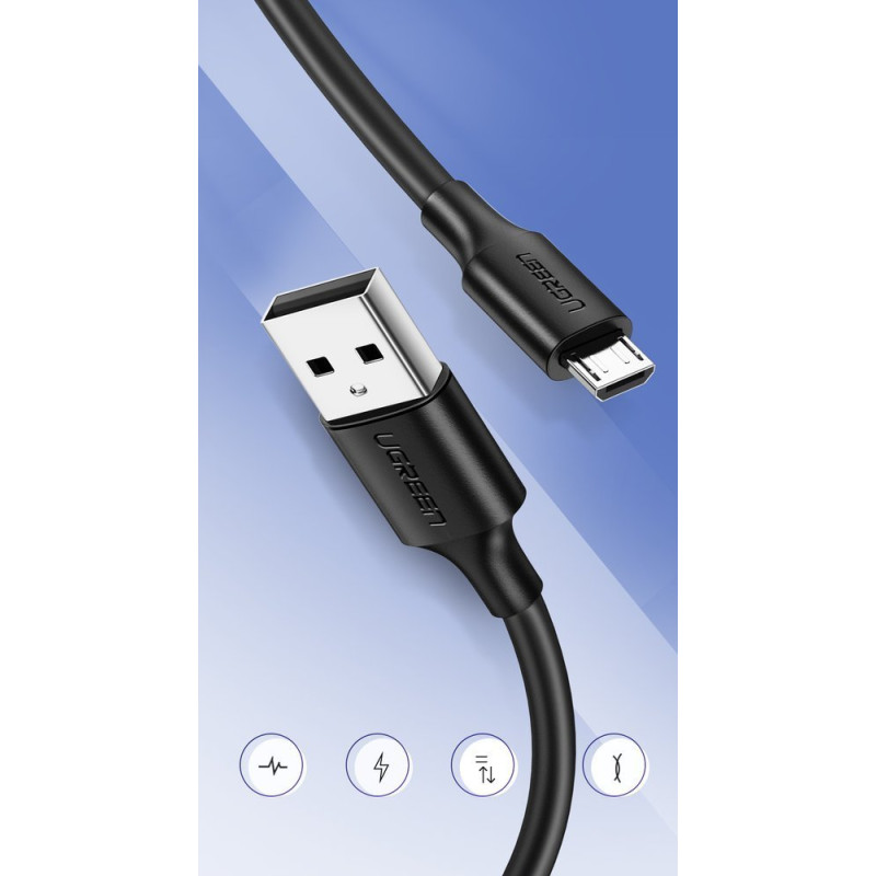 USB - micro USB laidas 2A 1m juodas