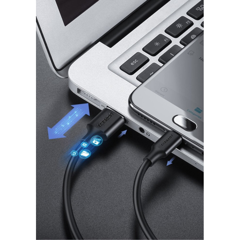 USB - micro USB laidas 2A 2m juodas