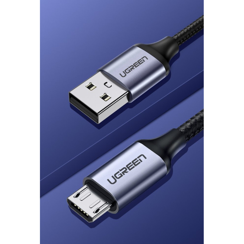 USB-micro USB laidas, 1m, pilkas
