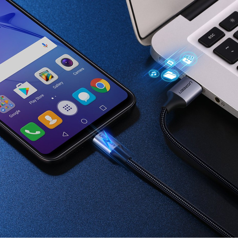 USB-micro USB laidas, 1m, pilkas