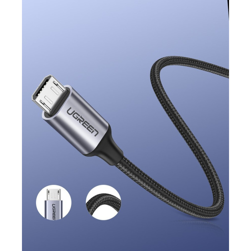 USB-micro USB laidas, 1m, pilkas