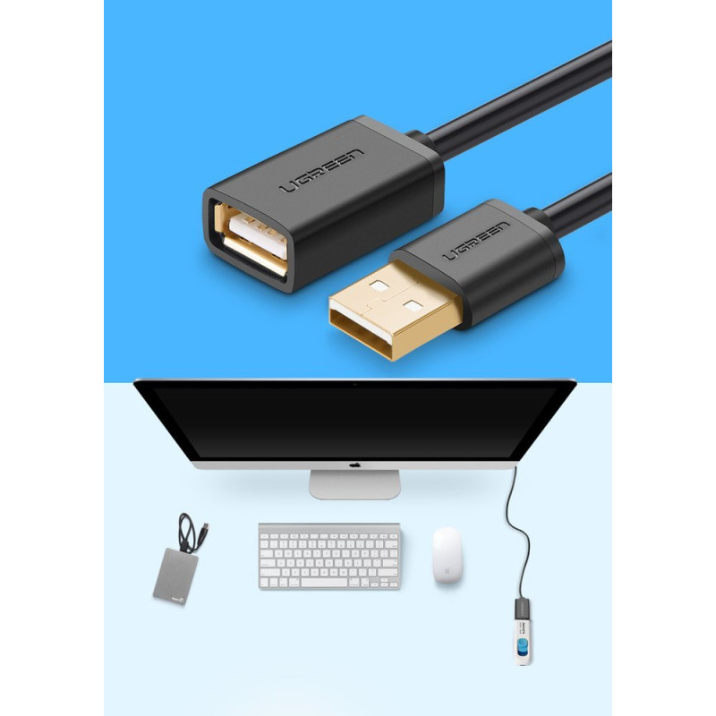 USB kabelio ilgintuvas, 1 m, juodas
