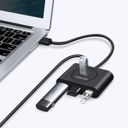 
USB prievado HUB skirstytuvas 4x USB 3.2 kabeliui 0,5 m juodas
