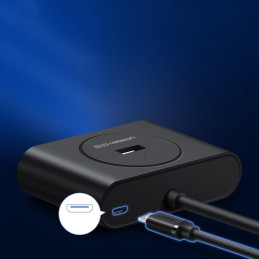 
USB prievado HUB skirstytuvas 4x USB 3.2 kabeliui 0,5 m juodas
