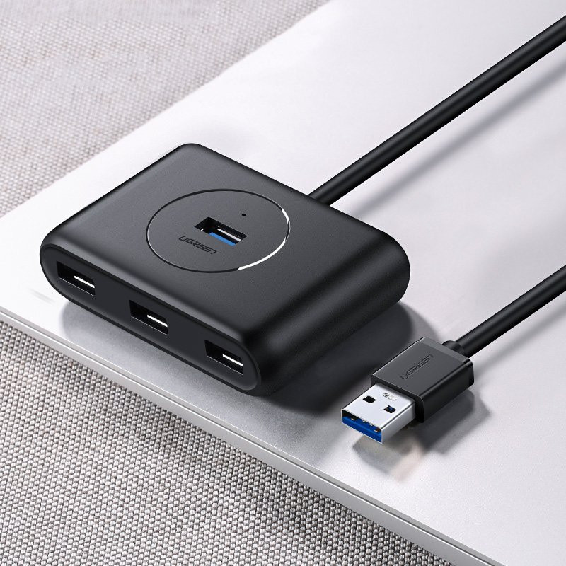 USB prievado HUB skirstytuvas 4x USB 3.2 kabeliui 0,5 m juodas